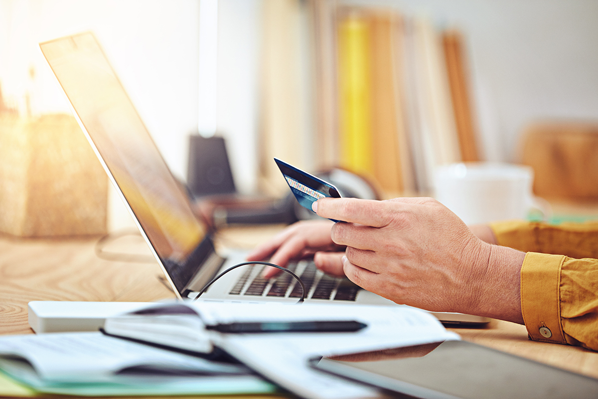 Laptop and credit card